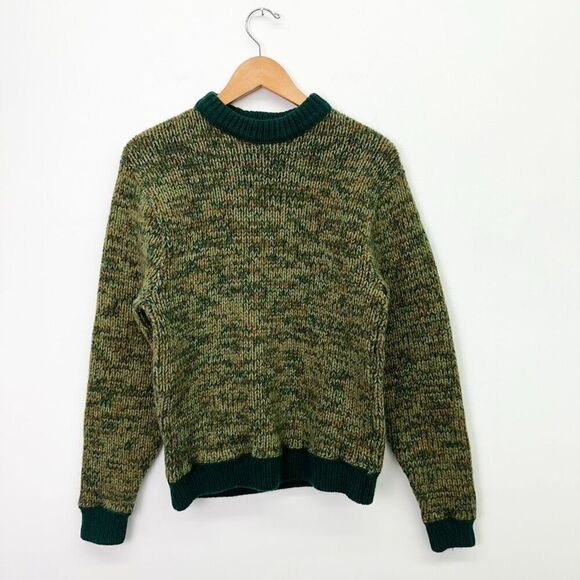 Towne And King LTD California Women’s Emerald Green Brown Marled Knit Wool Sweat - Picture 1 of 5